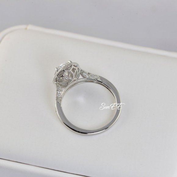 NEW 925 STERLING SILVER WOMENS HALO OVAL WEDDING ENGAGEMENT RING - Picture 4 of 6